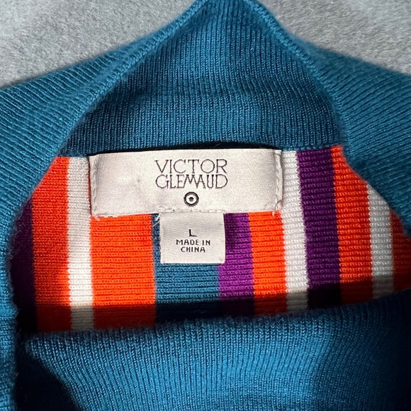 Victor Glemaud Women's Striped‎ Mock Neck Long Sleeve Knit Crop Top - L - Picture 3 of 7